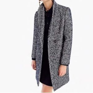 J.Crew Daphne Topcoat In Italian Tweed Jacket  Navy Speckle